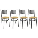 Kit Conjunto 4 Cadeiras Para Cozinha Mesa Jantar Bar Lanchonete Restaurante Preta Estofado Bege