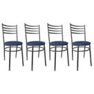 Kit Conjunto 4 Cadeiras Para Cozinha Mesa Jantar Bar Lanchonete Restaurante Preta Estofado Oceano