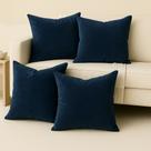 Kit Conjunto 4 Capas Almofadas Veludo Macio 45x45 Azul Escuro