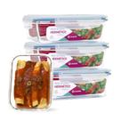 Kit Conjunto 4 Potes Vidro Hermético Tampa Plástico Marmita Mantimentos 1040ml