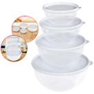 Kit Conjunto 4 Tigelas Bowls Potes Tapoer Cumbuca Plástico c/ Tampa