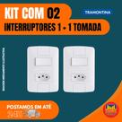 Kit Conjunto 4x2 com 1 Interruptor Simples 6 A 250 V e 1 Tomada 2P+T 6A 250 V Tramontina Aria Branco