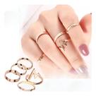 Kit Conjunto 5 Anéis Femininos Batimento Delicado Banhado Ouro Moda