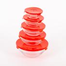 Kit Conjunto 5 Potes de Vidro Com Tampa Cores Sortidas Cinza, Vermelho ou Preto Conforme disponibilidade em estoque Kit Conjunto 5 Potes de Vidro Com Tampa Cores Sortidas Cinza, Vermelho ou Preto Conforme disponibilidade em estoque