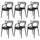 Kit Conjunto 6 Cadeiras Banco Para Mesa De Jantar Restaurante Varanda Jardim Preta Allegra Master Empilhável Moderna