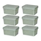 Kit Conjunto 6 Caixas Com Tampa 2 litros Multiuso Empilhável Organizador Pequeno Lavanderia Prático Versátil Decorativo