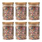 Kit Conjunto 6 Potes Porta Temperos E Condimentos 110ml Com Tampa De Bambu Kit Conjunto 6 Potes Porta Temperos E Condimentos 110ml Com Tampa De Bambu