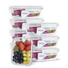 Kit Conjunto 8 Potes Vidro Hermético Tampa Plástico Marmita Mantimentos 370ml