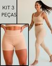 Kit Conjunto Academia 3 Peças Top Shorts Legging Zanca Modas Cor:PretoTamanho:M