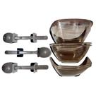 Kit Conjunto Acrílico 12 Peças Potes+Colher Sobremesa Jogo Cumbuca