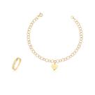 Kit Conjunto Anel Aparador Mais Pulseira Portuguesa Ouro 18k