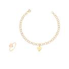 Kit Conjunto Anel Coração Mais Pulseira Portuguesa Ouro 10k Kit Conjunto Anel Coração Mais Pulseira Portuguesa Ouro 10k