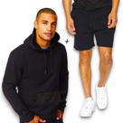 Kit Conjunto Blusa CANGURU + Bermuda Short MOLETOM Academia Corrida Casual Frio Flanelado 522