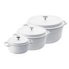 Kit Conjunto Caçarola Hercules Revestimento Ceramico Indução Branca 3L + 4,3L + 6,8L