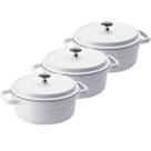Kit Conjunto Caçarola Hercules Revestimento Ceramico Indução Branca 6,8L + 6,8L + 6,8L