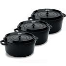 Kit Conjunto Caçarola Hercules Revestimento Ceramico Indução Preto 6,8L + 6,8L + 6,8L