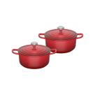 Kit Conjunto Caçarola Lehavi Florença Revestimento Ceramico Indução Vermelha 4,5L + 4,5L Kit Conjunto Caçarola Lehavi Florença Revestimento Ceramico Indução Vermelha 4,5L + 4,5L