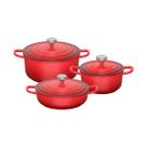 Kit Conjunto Caçarola Lehavi Florença Revestimento Nanocerâmico 3 Peças Antiaderente Vemelho Kit Conjunto Caçarola Lehavi Florença Revestimento Nanocerâmico 3 Peças Antiaderente Vemelho