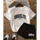 Kit Conjunto Camiseta Shorts Feminino Brooklyn Academia Treino Leve Blusinha e Short