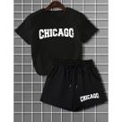 Kit Conjunto Camiseta Shorts Feminino Chicago Academia Treino Leve Blusinha e Short