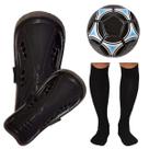 Kit Conjunto Caneleira Bola e Meião Apollo Atoalhado Confortável Futebol Jogador Infantil Criança