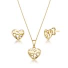 Kit Conjunto Colar Brinco Pingente Joias Folheada a Ouro 18k