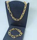 Kit Conjunto Colar Choker e Pulseira Corrente Elo Grossa Quadrado Folheado Ouro 18k Elos Grande Moda Blogueira Luxo