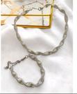 Kit Conjunto Colar Choker + Pulseira Torcido Mola Elos Andulado Folheado Ouro 18k Prata Tendência Blogueira