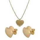 Kit Conjunto Colar e Brinco Feminino Folheada a Ouro Coracao 45cm Caixa de Luxo - Semijoias