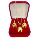Kit Conjunto Colar e Brinco Ferradura Cavalo Banhado a Ouro 18k