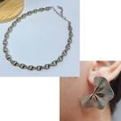 Kit Conjunto Colar e Brincos Antialérgico Choker torcido Mola elos andulado com Par Brincos Leque Luxo Moda Feminina