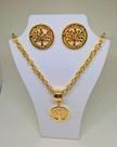Kit Conjunto Colar e Brincos Arvore da Vida Corrente Elo Português Feminino Folheado Ouro 18k Gargantilha