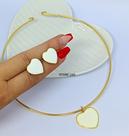 Kit Conjunto Colar e Brincos Feminino Choker aro Liso Orgânco Oval trevo Coração Liso estrela Folheado Ouro Luxo 2025 Kit Conjunto Colar e Brincos Feminino Choker aro Liso Orgânco Oval trevo Coração Liso estrela Folheado Ouro Luxo 2025