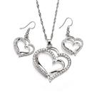 Kit Conjunto Colar e Brincos Metal Coração Strass Presente