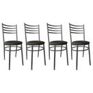 Kit Conjunto Com 4 Cadeiras Para Cozinha Mesa Jantar Bar Lanchonete Restaurante Estofado Preta