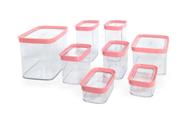 Kit Conjunto Cozinha 8 Potes Herméticos de Acrílico para Mantimentos - Rosa Kit Conjunto Cozinha 8 Potes Herméticos de Acrílico para Mantimentos - Rosa
