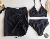 Kit conjunto de biquíni cintura alta + saia com detalhe