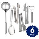 Kit Conjunto de Utensílios de Cozinha com Pegador Massa Salada Universal em Inox