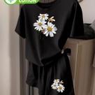 Kit Conjunto Feminino Camiseta e Shorts Tac Tel Flor Margarida Abelhas Estiloso Moderno Tendencia Kit Conjunto Feminino Camiseta e Shorts Tac Tel Flor Margarida Abelhas Estiloso Moderno Tendencia