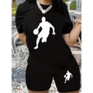 Kit Conjunto Feminino Camiseta e Shorts Tac Tel Jogador De Basquete Esporte Estiloso Moderno Tendencia