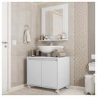 Kit Conjunto Gabinete Armario Banheiro Espelho Clean Branco