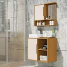 Kit Conjunto Gabinete Balcão Banheiro Espelheira Cuba Barém