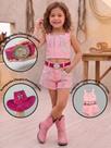 Kit Conjunto Infantil Jeans para Meninas Colete e Short com franjas e cinto couro Boiadeira -Texas- Kit Conjunto Infantil Jeans para Meninas Colete e Short com franjas e cinto couro Boiadeira -Texas-