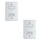 Kit Conjunto Interruptor 4x2 1 Tecla Simples 10A + 1 Tomada 10A 250V