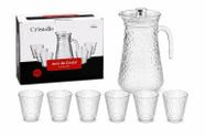 Kit Conjunto Jarra De Vidro Para Suco Água 1,3 Litros Resistente com 6 copos Cor:Cristal