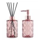 Kit Conjunto Lavabo Saboneteira Difusor Aroma Vidro Luxo Banheiro Sala Escritório 450ML UZ Utilidade