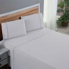 Kit Conjunto Lençol Queen 100 Algodão Percal 300 Fios Cama Box 4 Peças com Elástico Ponto Palito