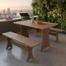 Kit Conjunto Mesa Rústica com 2 Bancos França 1,20m Rústico