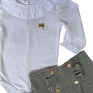 Kit Conjunto Neném Short Body Bebê Bordado Saiote Babado Kit Conjunto Neném Short Body Bebê Bordado Saiote Babado