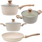 Kit Conjunto Panela Mais 2 Caçarolas E Frigideira Linha Premium Antiaderente e Tampa de Vidro Dolce Home